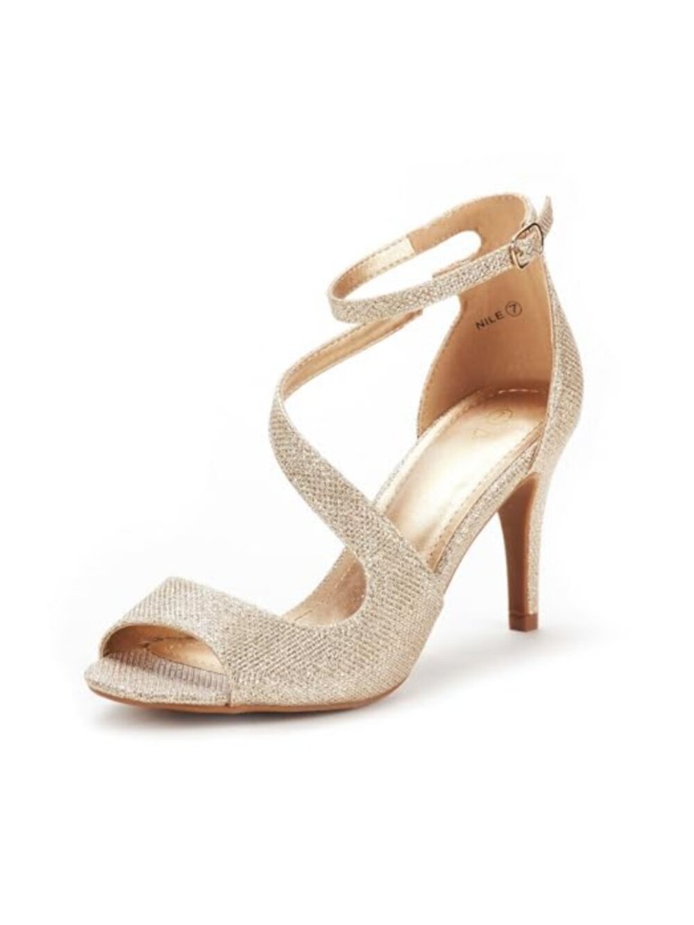 Women's Nile Open Toe Stiletto Heel Sandals Ankle Strap Faux Leather